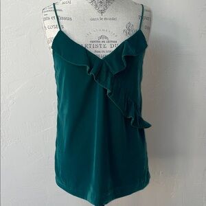 J. Crew Green Velvet Ruffle Camisole Top